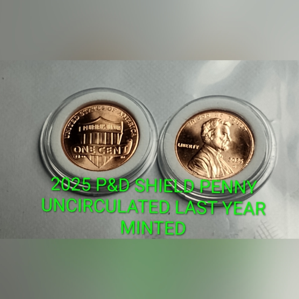 ✅‼️2025 P&D Shield Penny Uncirculated in Capsule